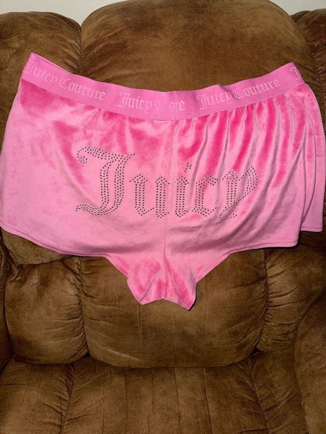 Juicy Couture Pink Velour Rhinestone Logo Sleep Shorts 2