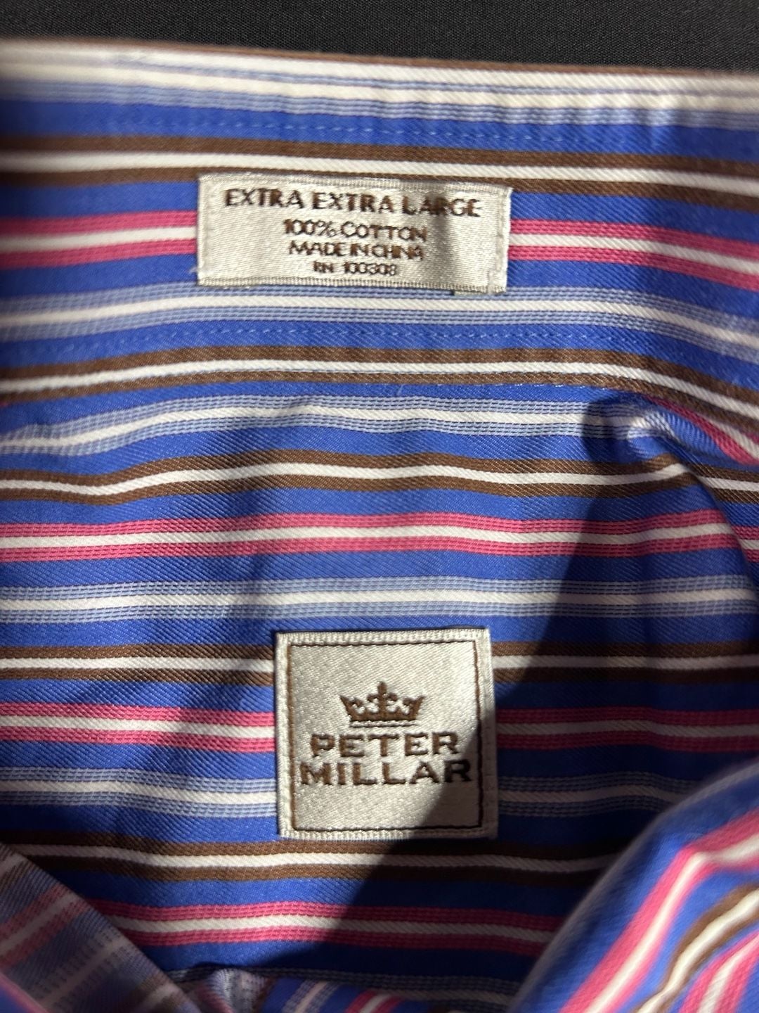 Peter Millar Men's Long Sleeve Button Down Dress Shirt Striped Size XXL 3