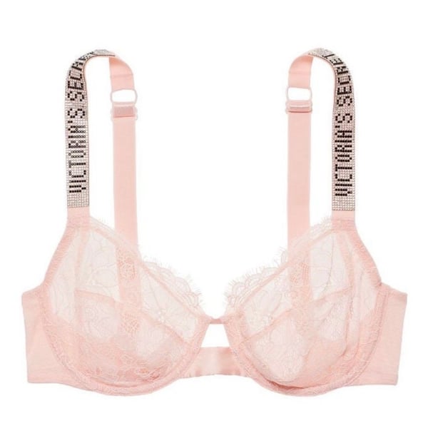 NWT Victoria’s Secret Shine Strap Unlined Lace Demi Bra 34D Pink