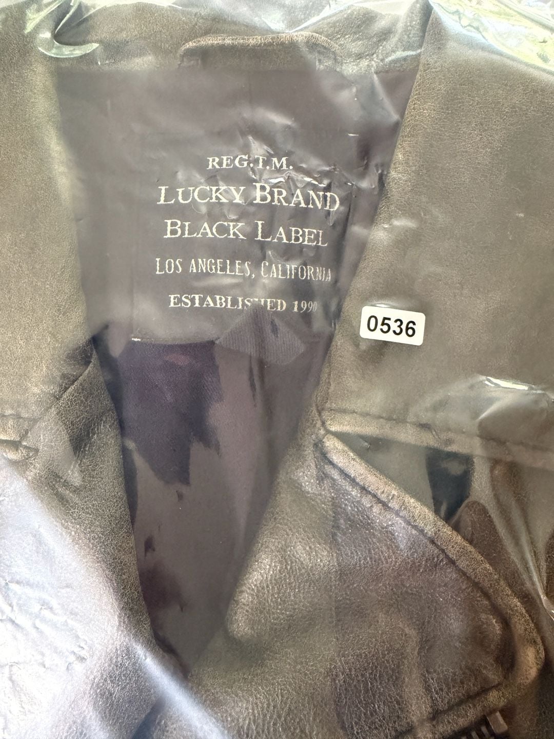 Lucky Brand Black Label Leather Moto Jacket Olive Distressed XL Cow Leather 15
