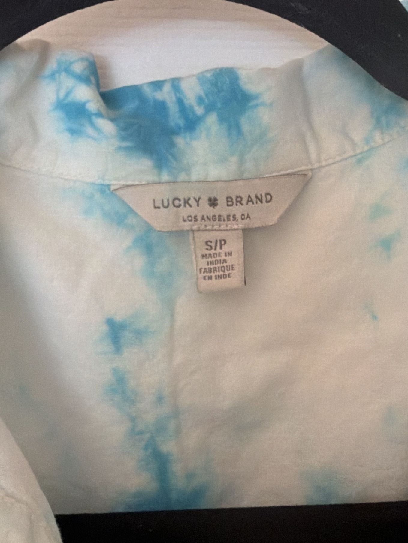 Lucky Brand Women's Blue Tie-Dye Short Sleeve Button Down Shirt 3