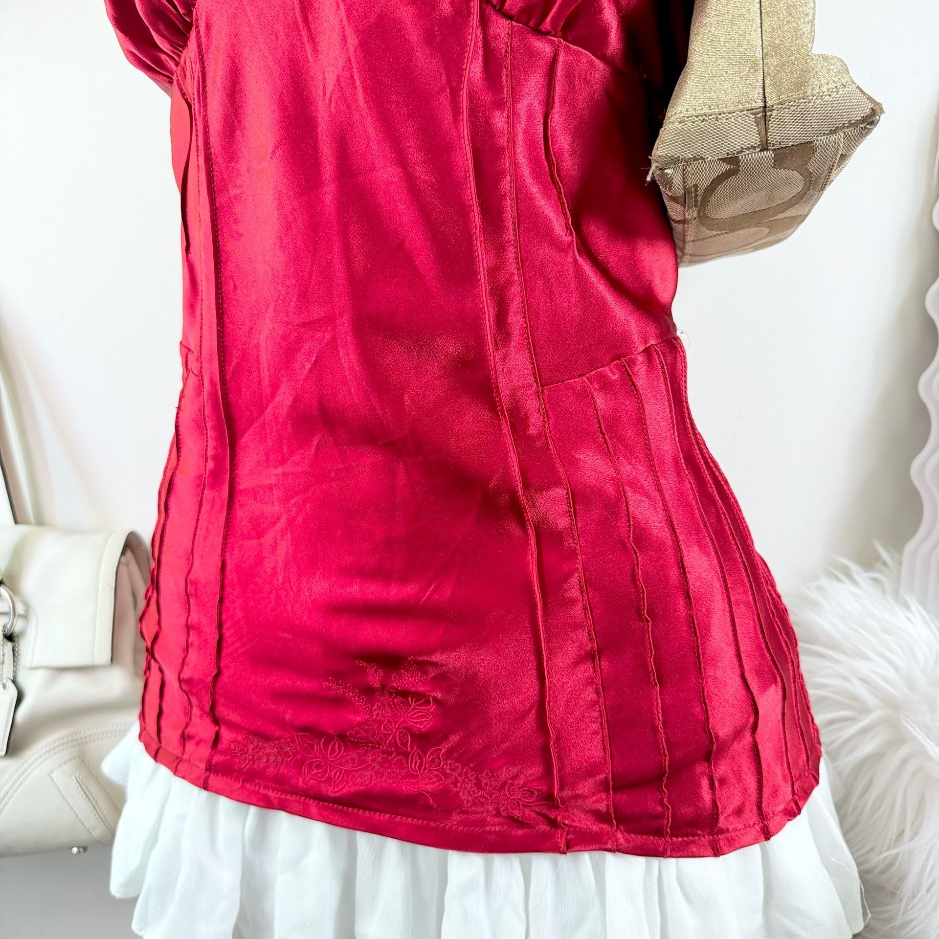 Y2K Fairycore Satin Red Cami Slip Top 6