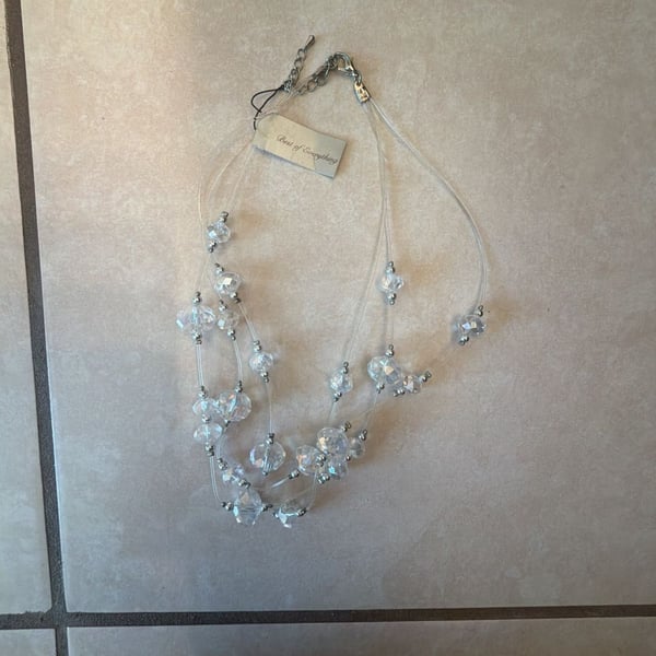 Best of Everything Multi-Strand Clear Faceted Crystal Bead Necklace
