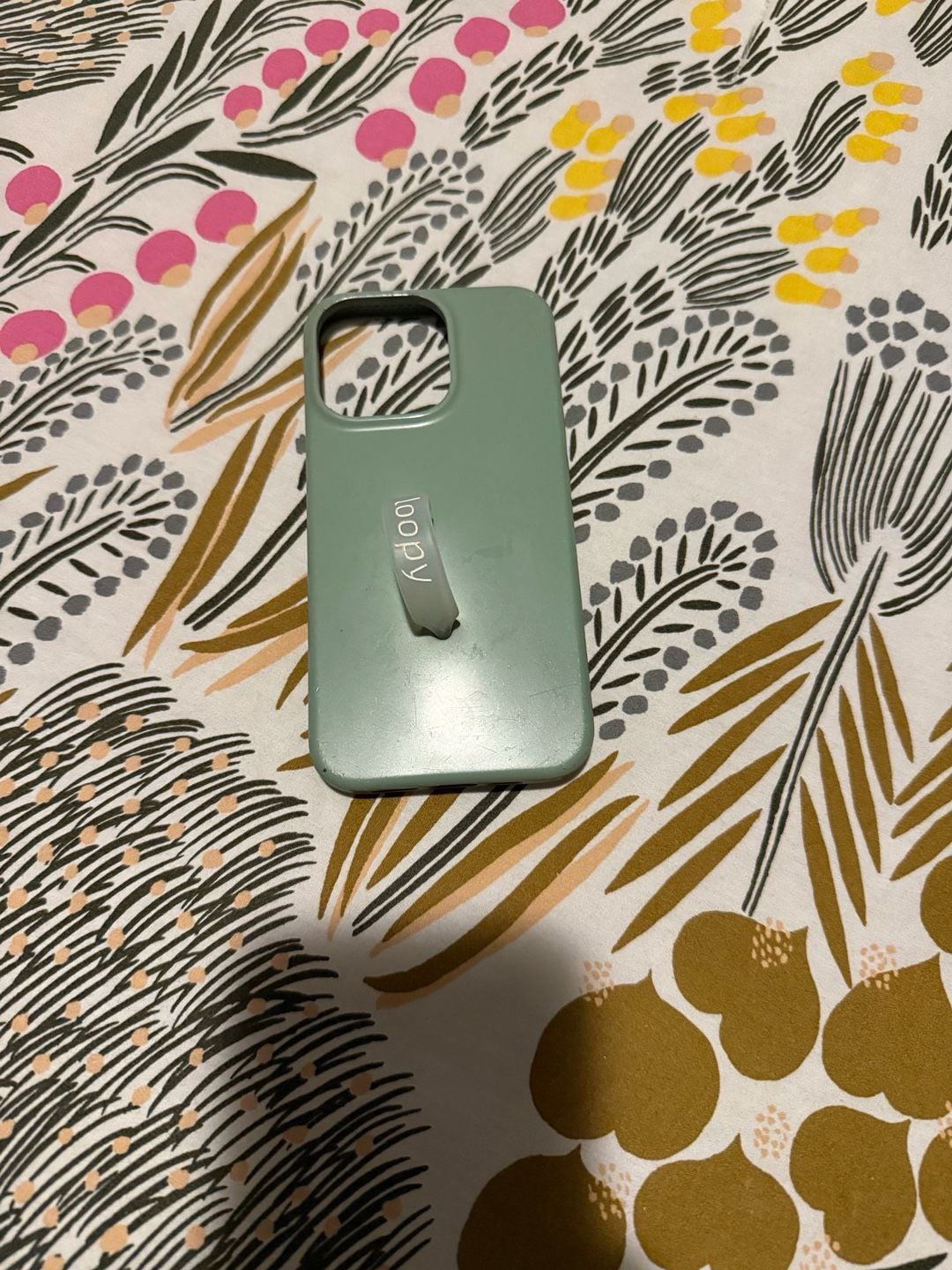 IPhone 13 Pro Loopy Sage Green Phone Case with Finger Loop 1