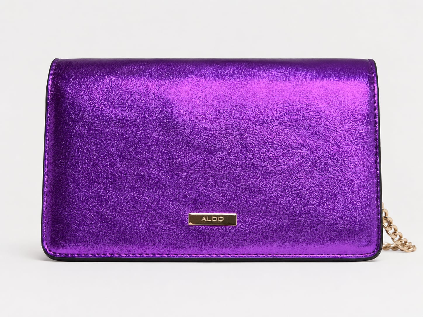 ALDO Metallic Purple Ankle Strap Platform Heels and Matching Clutch Bag Set 3