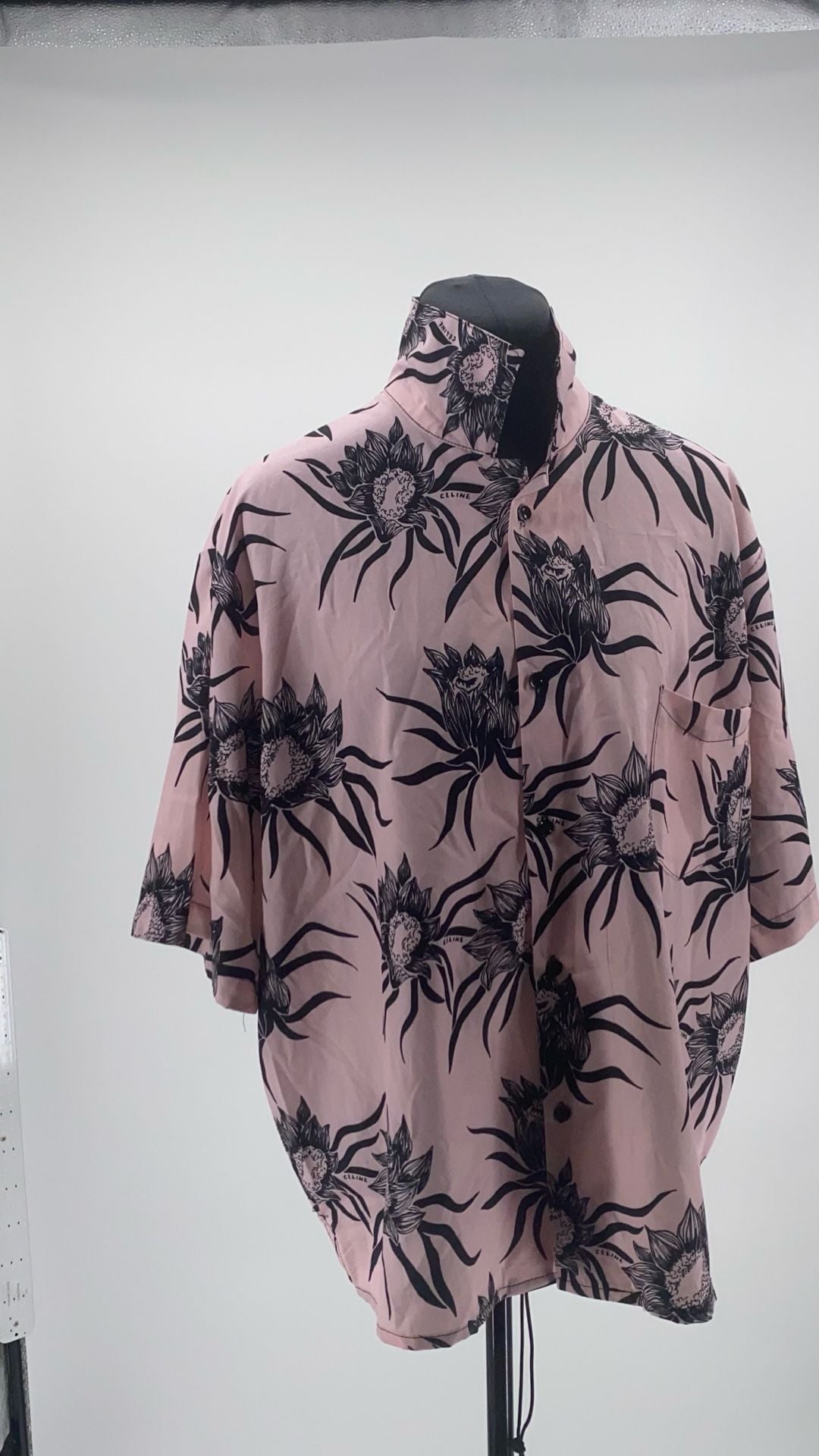 Celine 21SS Loose Hawaiian Shirt in Printed Viscose Pink/Black 3