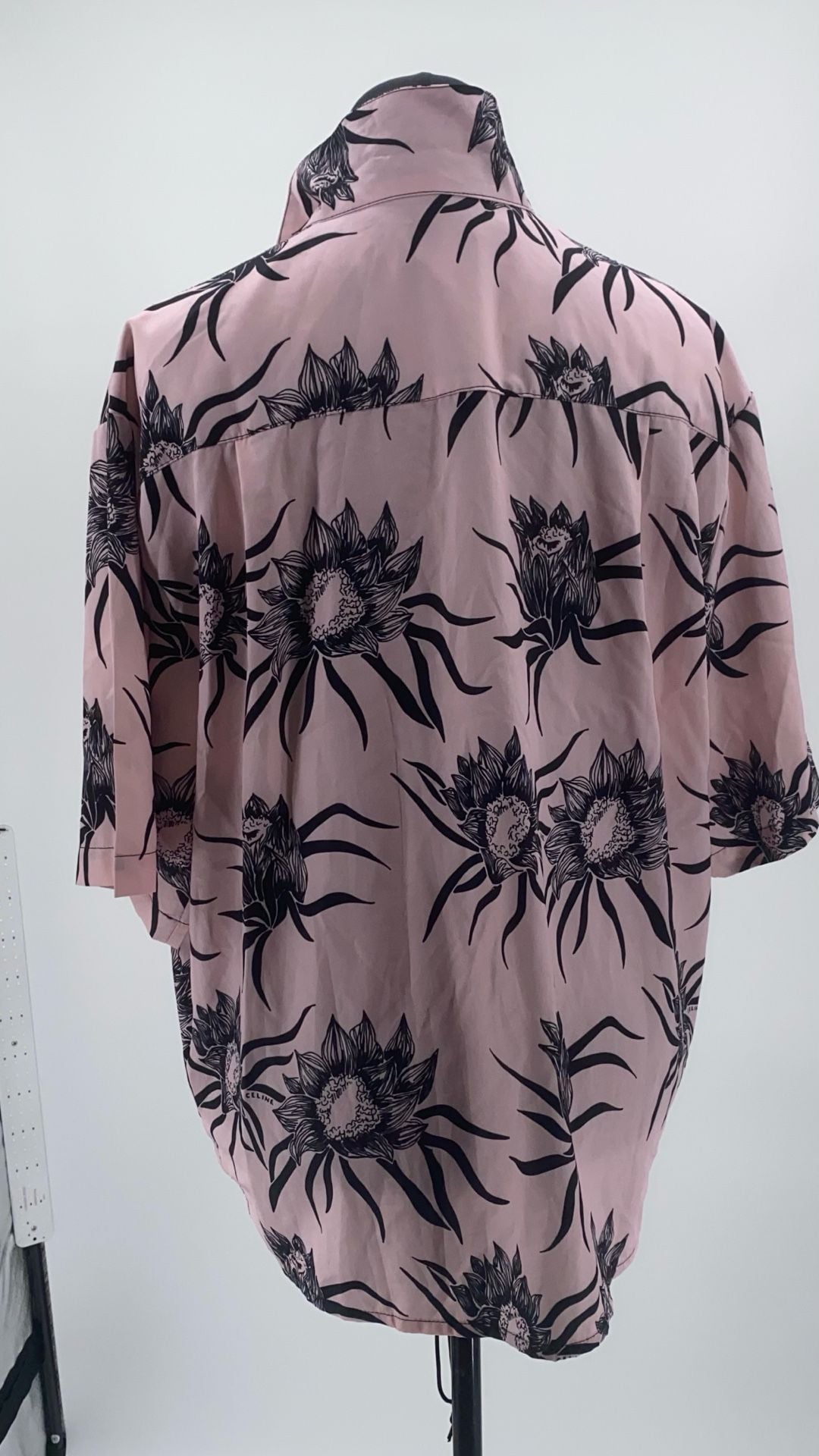 Celine 21SS Loose Hawaiian Shirt in Printed Viscose Pink/Black 4