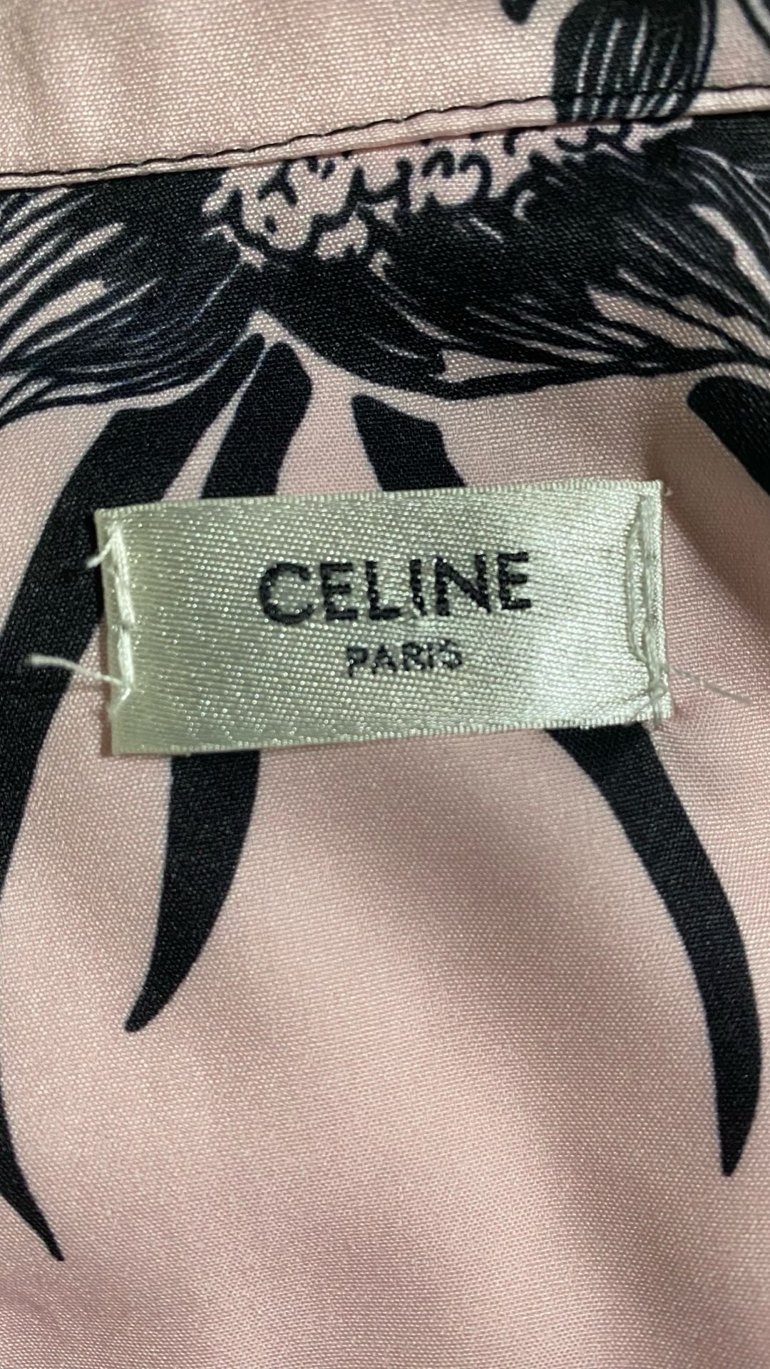 Celine 21SS Loose Hawaiian Shirt in Printed Viscose Pink/Black 9