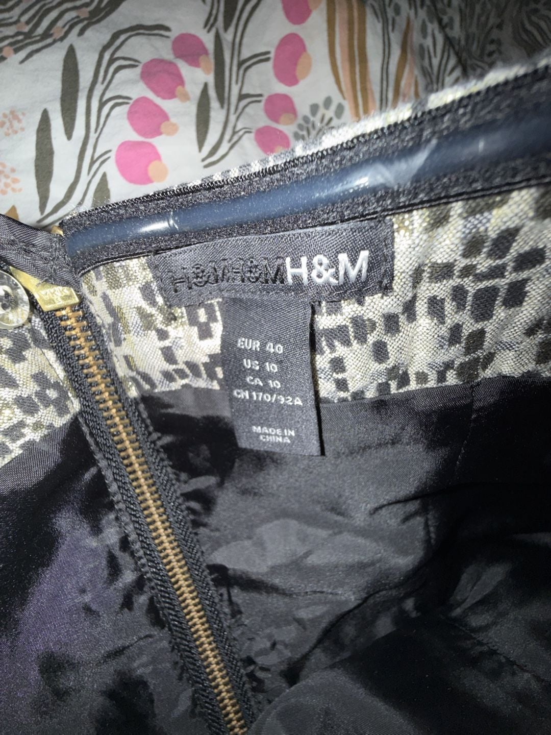 H&M Metallic Gold and Black Strapless Party Mini Dress 3