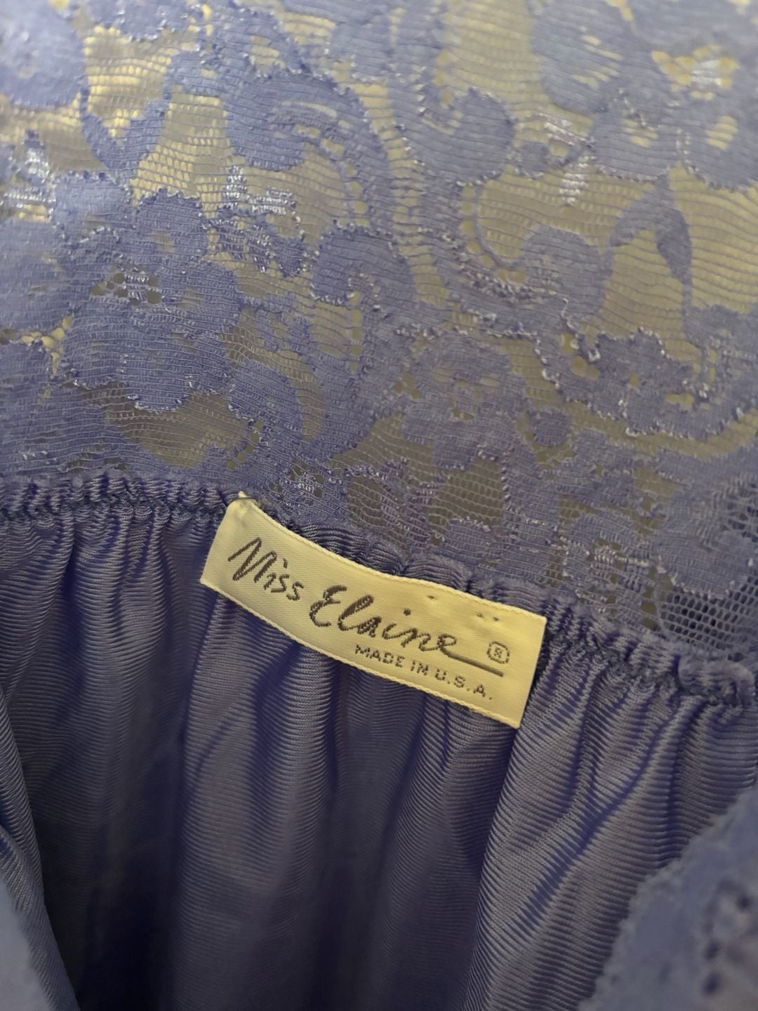 Vintage Miss Elaine Periwinkle Blue Antron Nylon Lace Chemise Nightgown 2