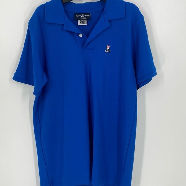 Psycho Bunny Men's Pima Cotton Solid Blue Short Sleeve Polo Shirt
