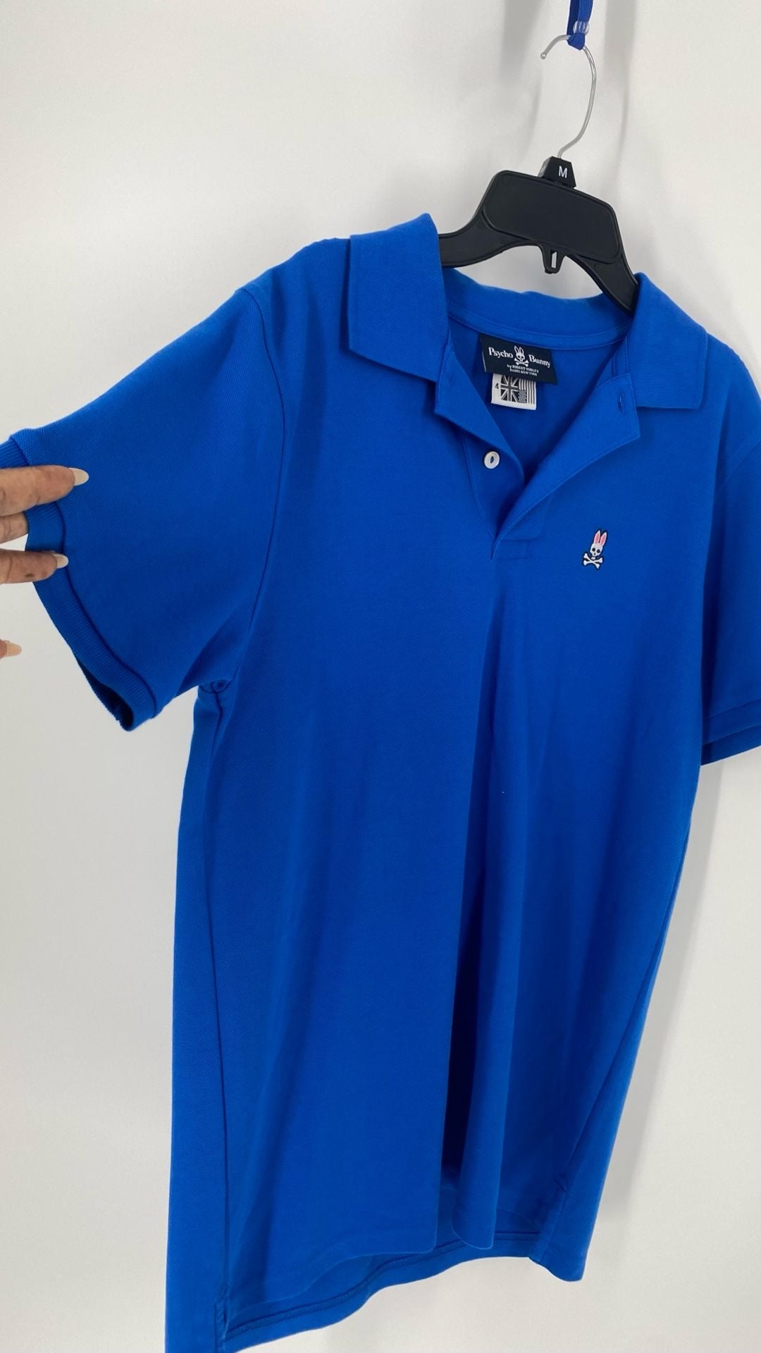 Psycho Bunny Men's Pima Cotton Solid Blue Short Sleeve Polo Shirt 3