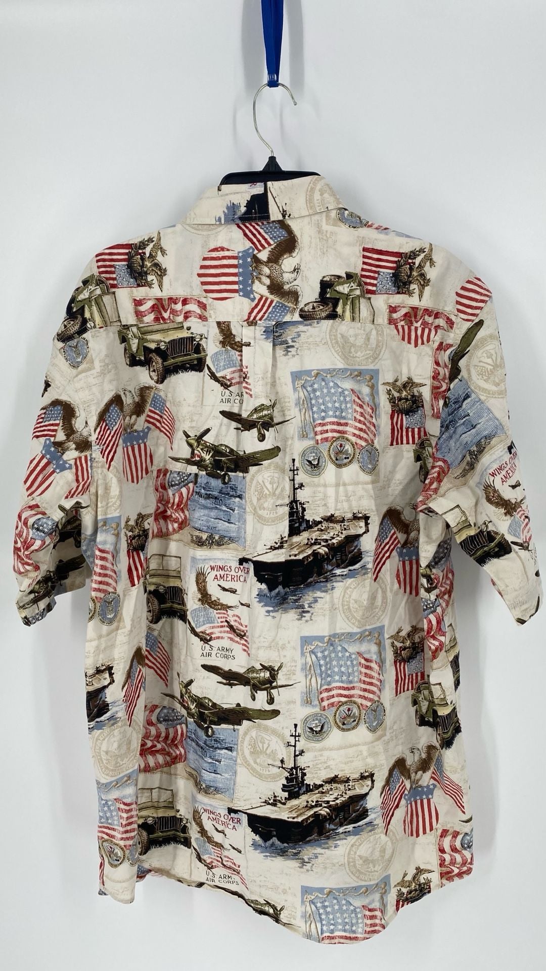RedHead Wings Over America U.S. Army Air Corps Military Print Short Sleeve Button-Down Shirt 2