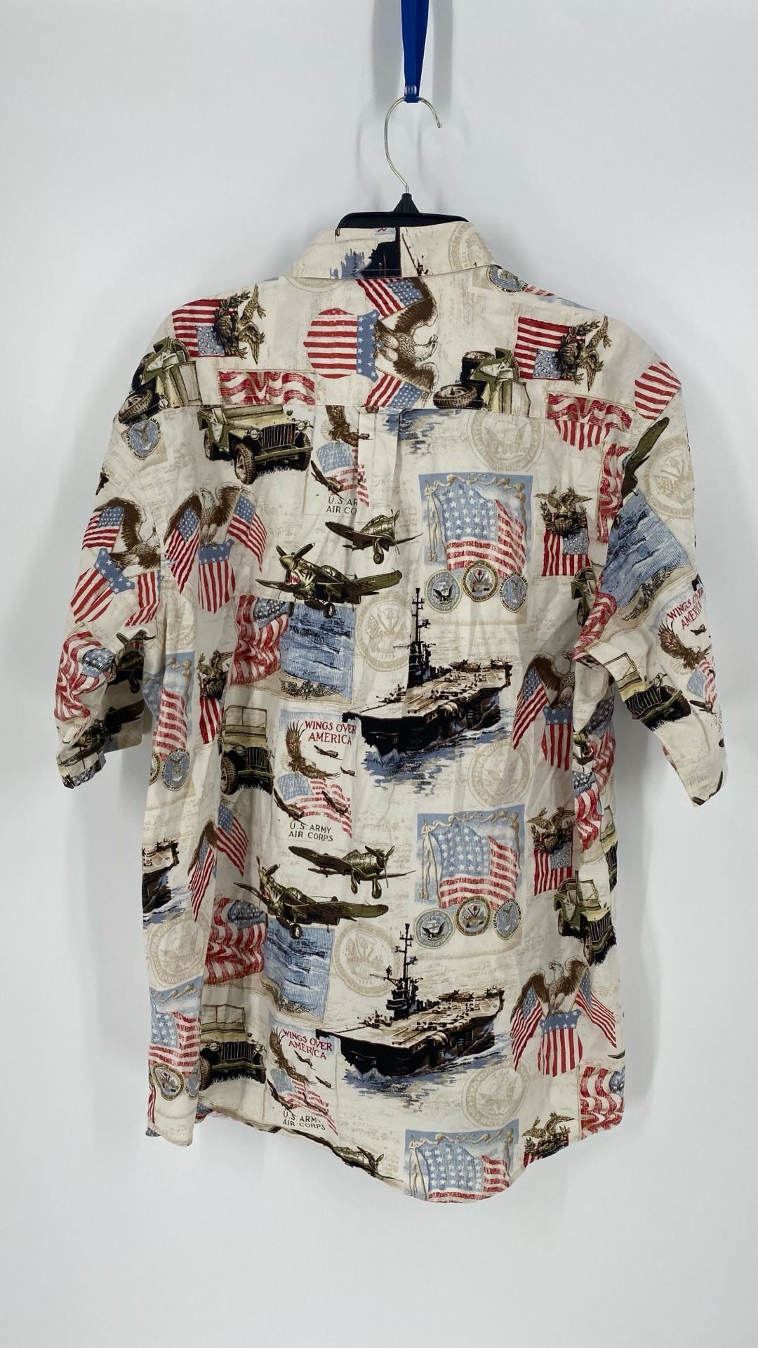 RedHead Wings Over America U.S. Army Air Corps Military Print Short Sleeve Button-Down Shirt 3