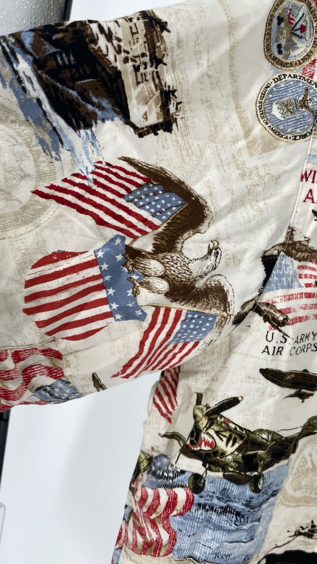 RedHead Wings Over America U.S. Army Air Corps Military Print Short Sleeve Button-Down Shirt 5
