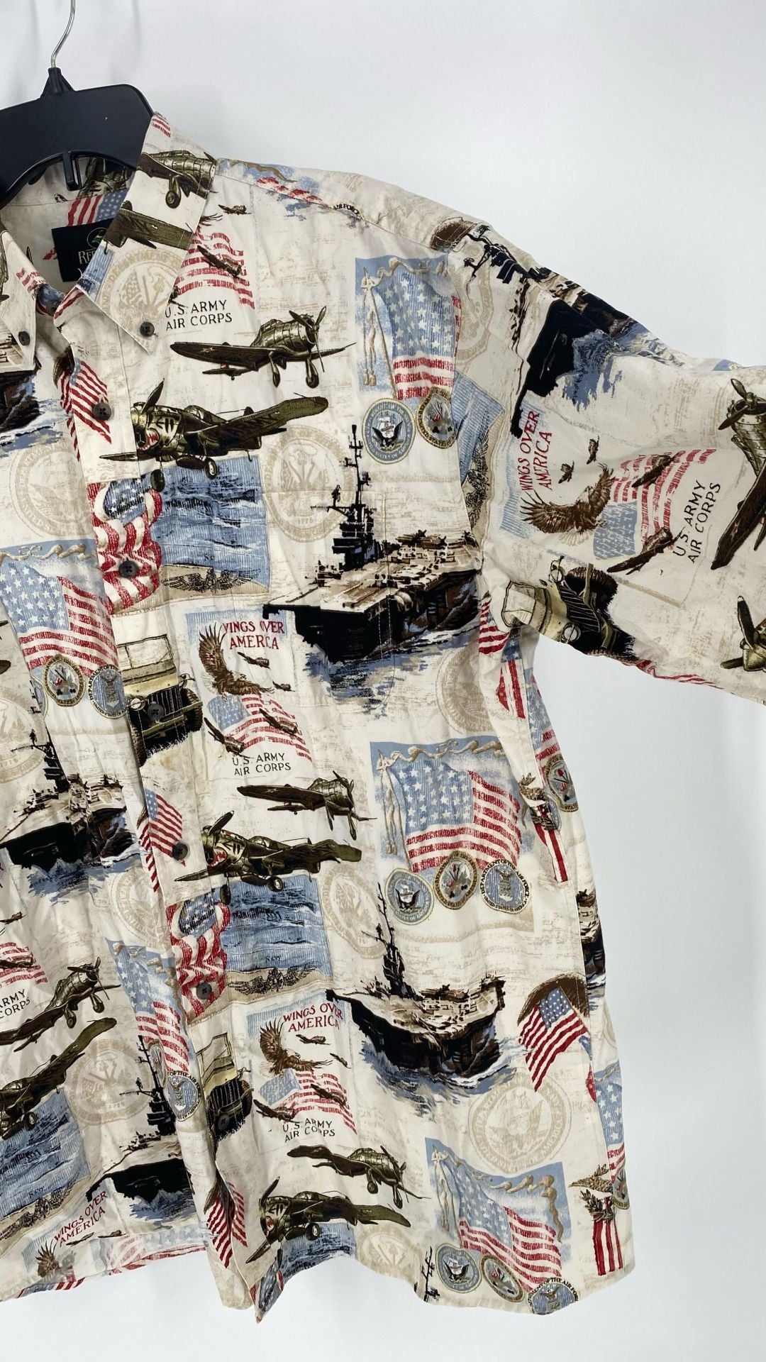 RedHead Wings Over America U.S. Army Air Corps Military Print Short Sleeve Button-Down Shirt 6