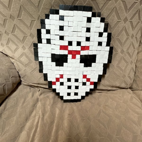 Jason Voorhees Pixel Art Wooden Wall Hanging