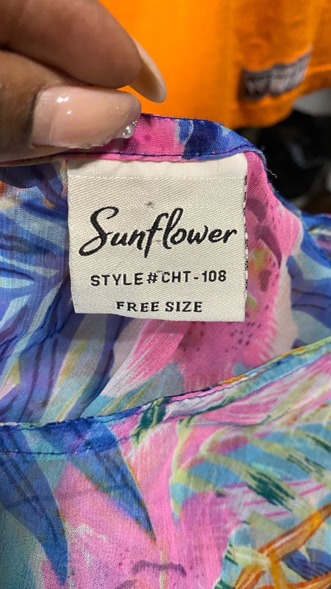 Sunflower Style CHT-108 Tropical Floral Sheer Drawstring Swim Cover-Up Kaftan 3