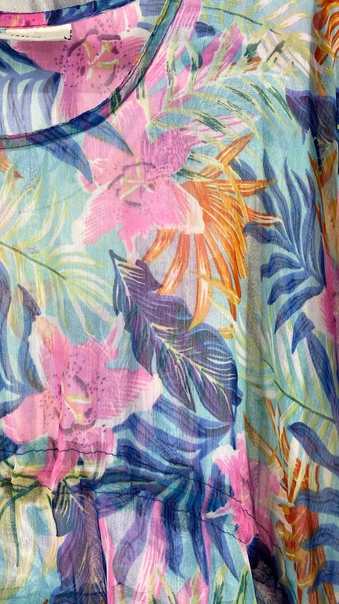 Sunflower Style CHT-108 Tropical Floral Sheer Drawstring Swim Cover-Up Kaftan 4