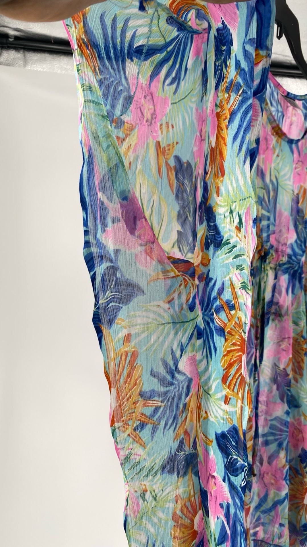 Sunflower Style CHT-108 Tropical Floral Sheer Drawstring Swim Cover-Up Kaftan 6
