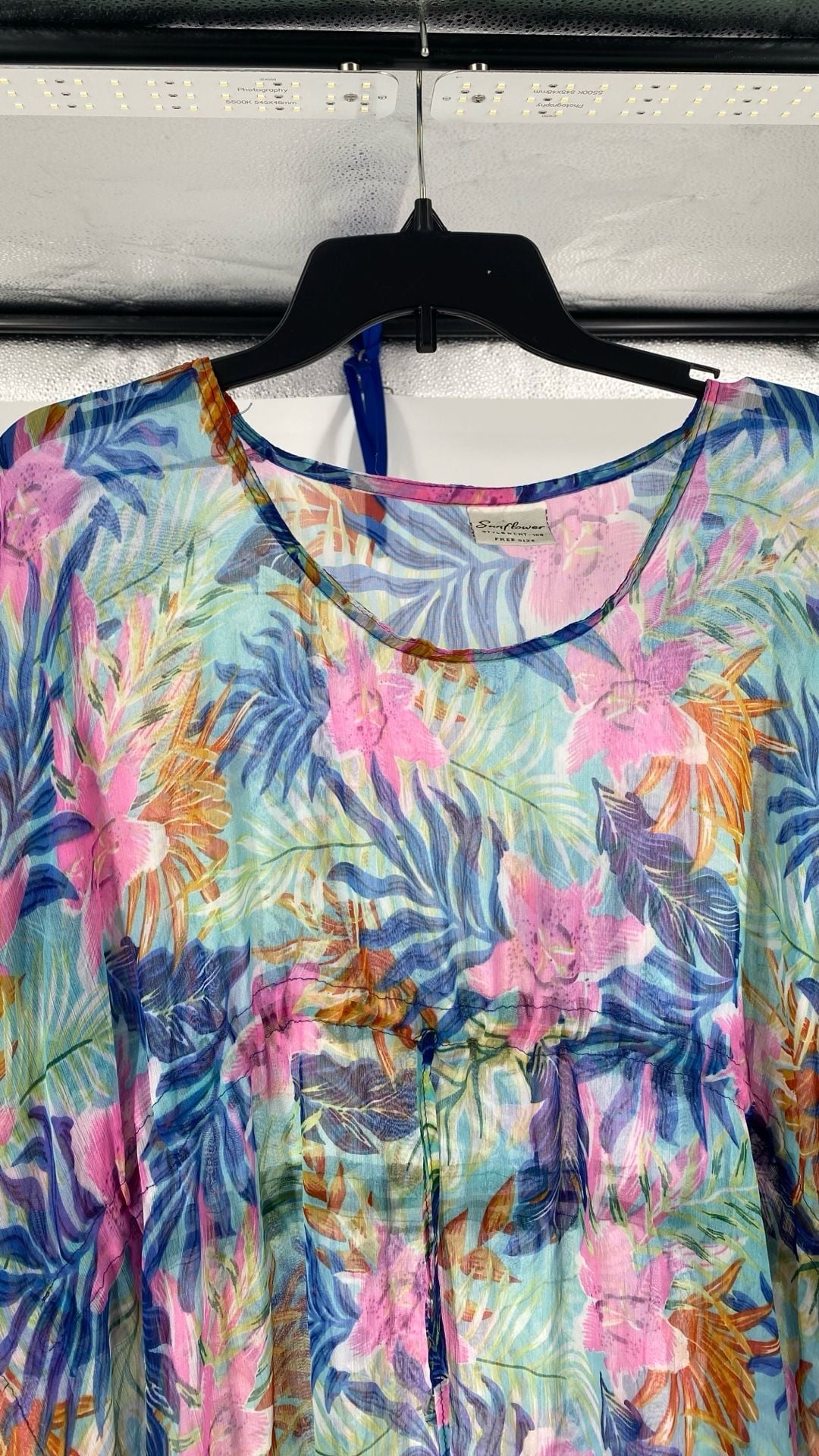 Sunflower Style CHT-108 Tropical Floral Sheer Drawstring Swim Cover-Up Kaftan 7