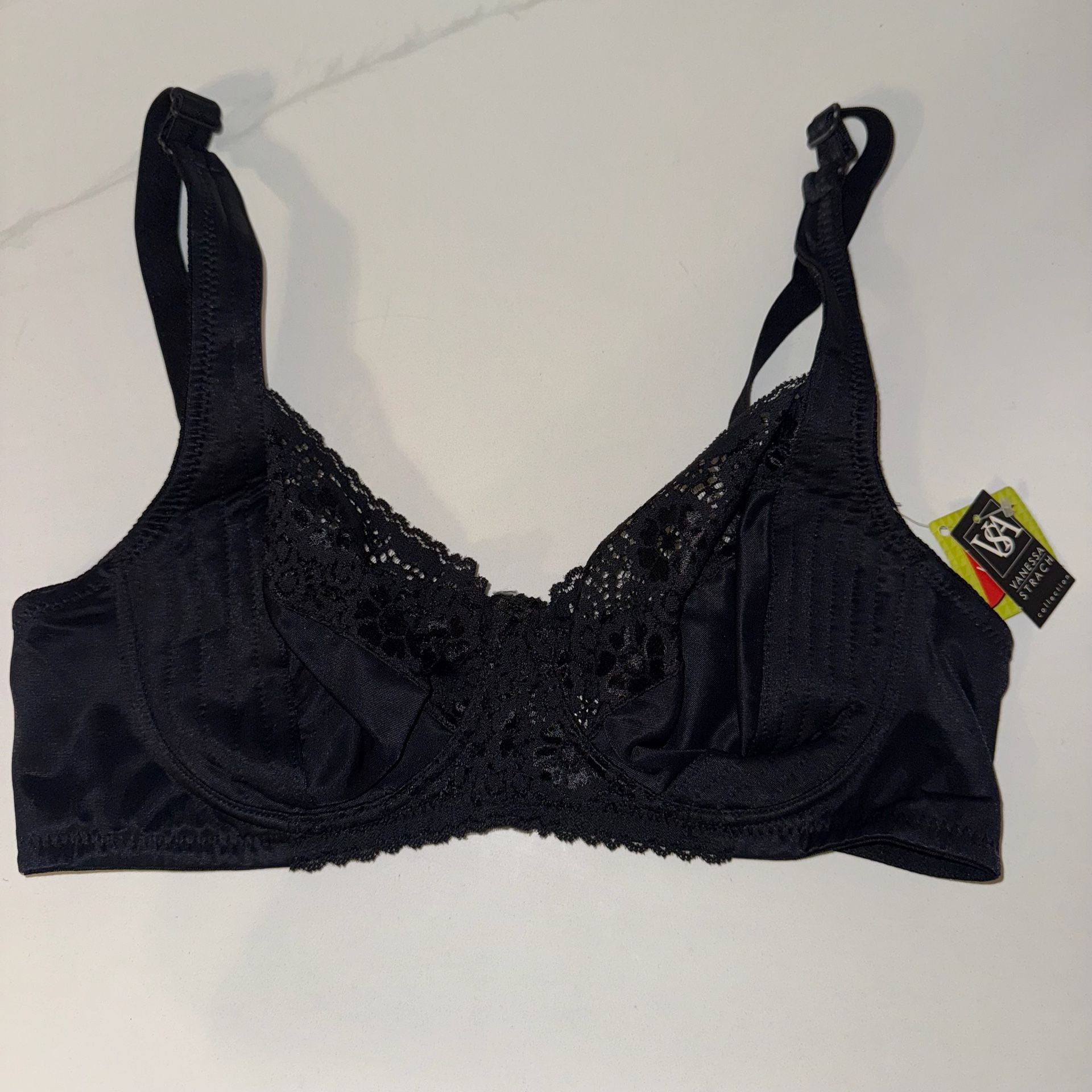 Vanessa Strach Collection Black Lace Underwire Bra Size 42C NWT 1