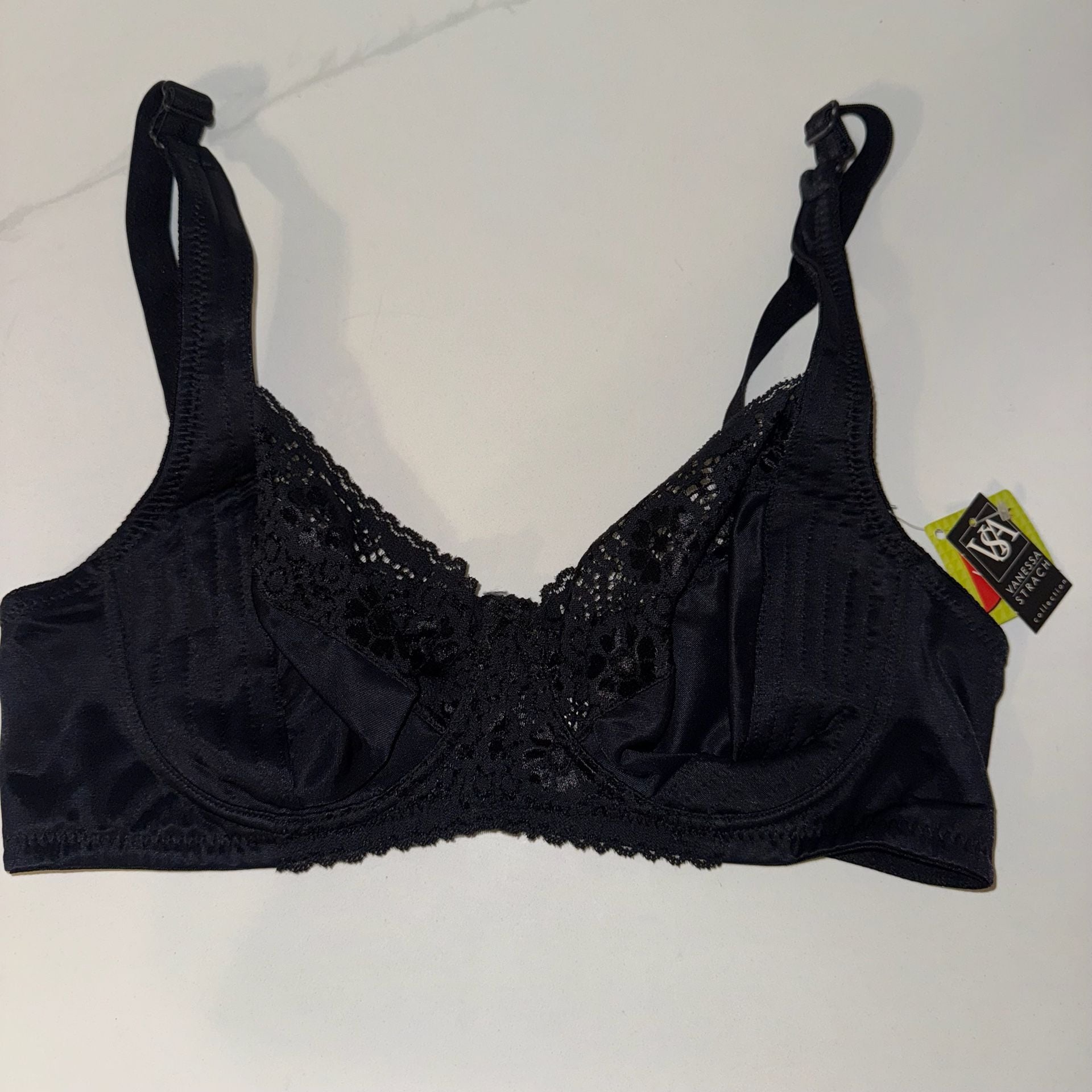 Vanessa Strach Collection Black Lace Underwire Bra Size 42C NWT 2