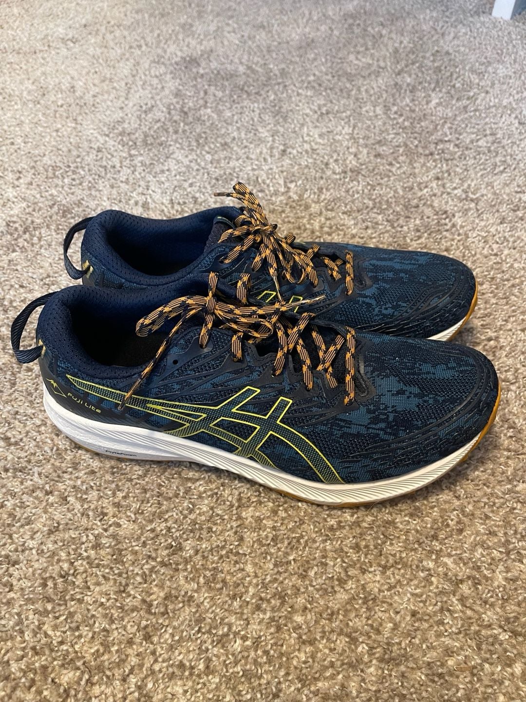 ASICS Fuji Lite 3 Trail Running Shoes (Ink Teal/Golden Yellow) Mens Sz 11.5 2