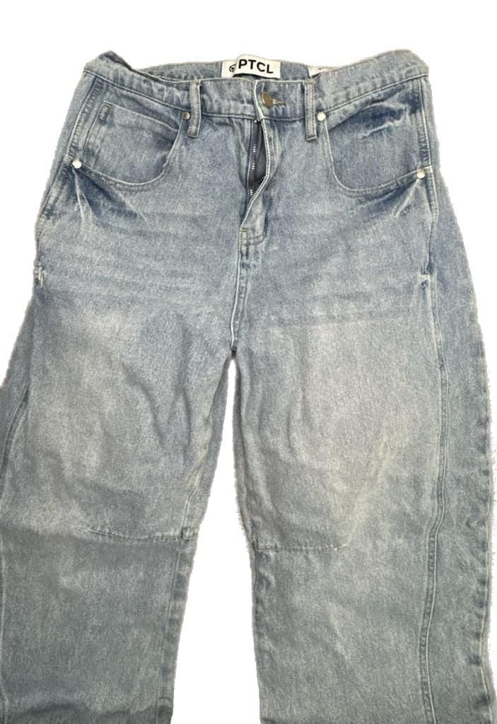 PTCL Light Wash Paneled Barrel Leg Jeans 1