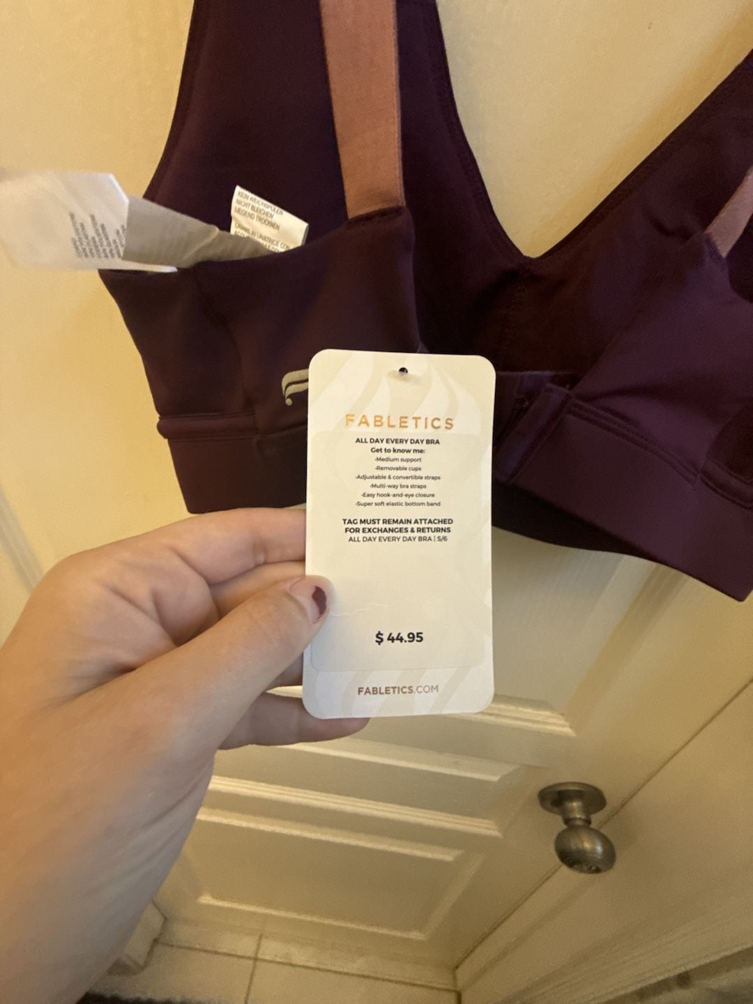 Fabletics All Day Every Day Bra in Burgundy 3