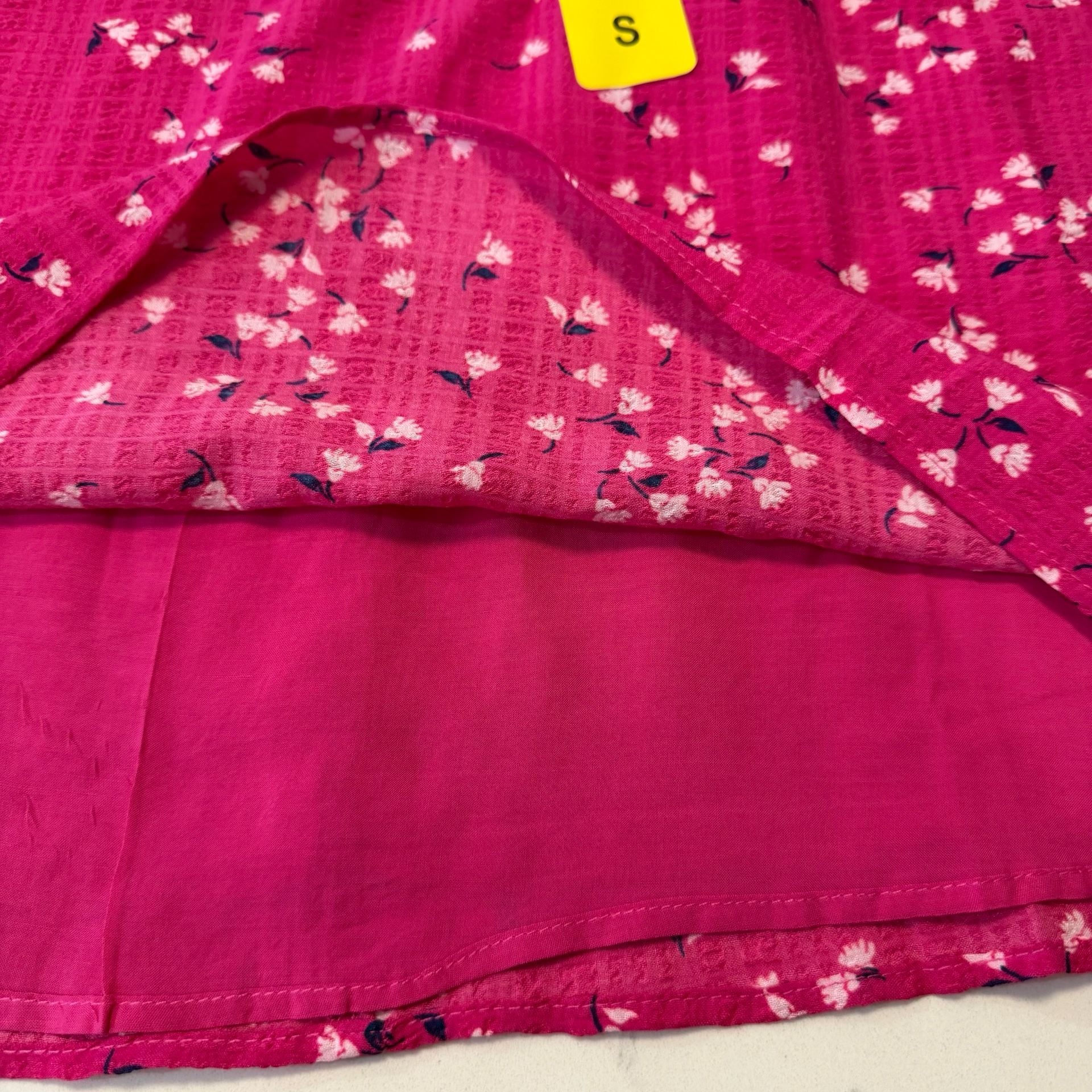 Draper James Pink Floral Flutter Sleeve Smocked Shoulder Blouse 6