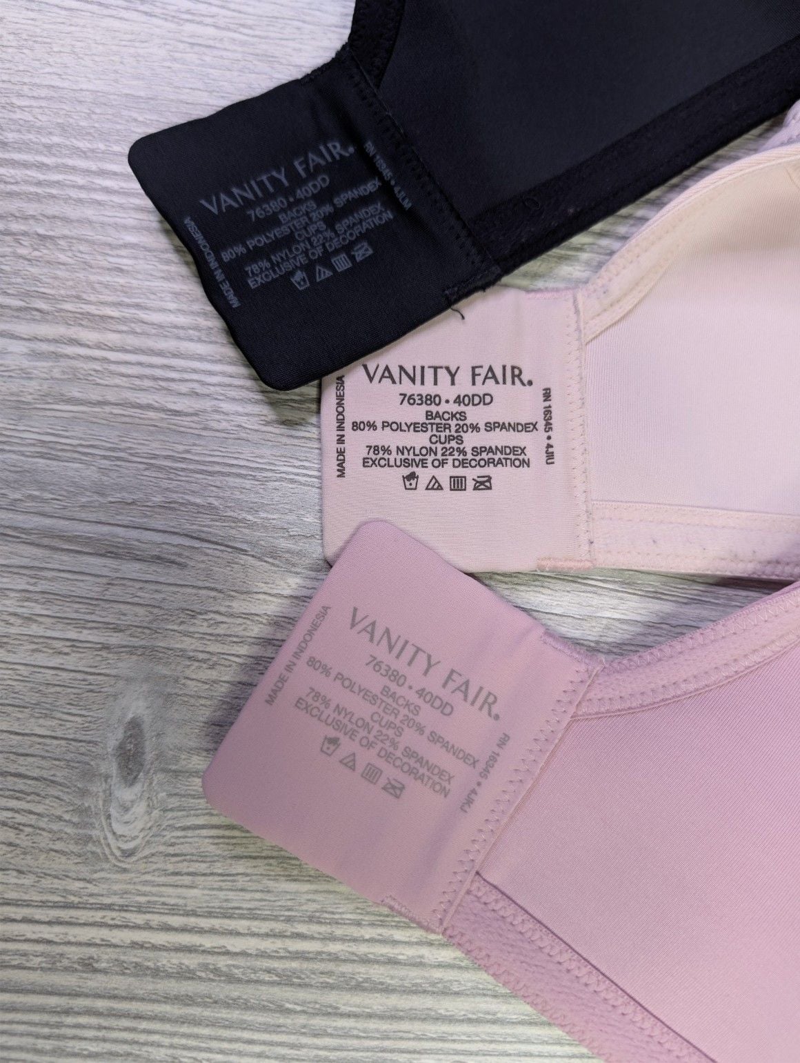 Vanity Fair Back Smoothing Full Figure Underwire Bra 76380, Size 40DD, Set of 3 2