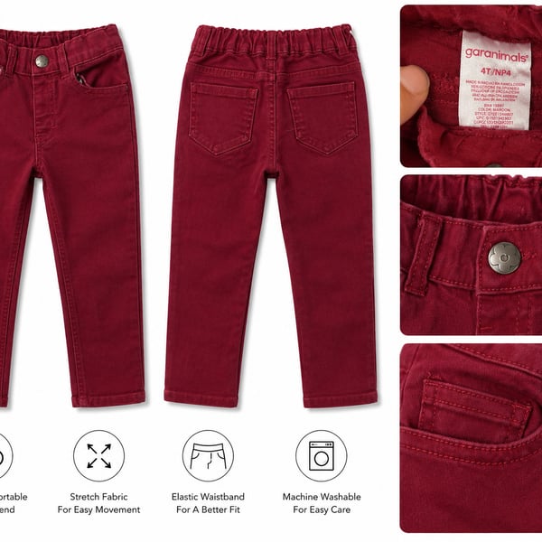 Garanimals Toddler Girl Maroon Pull-On Stretch Pants Size 4T