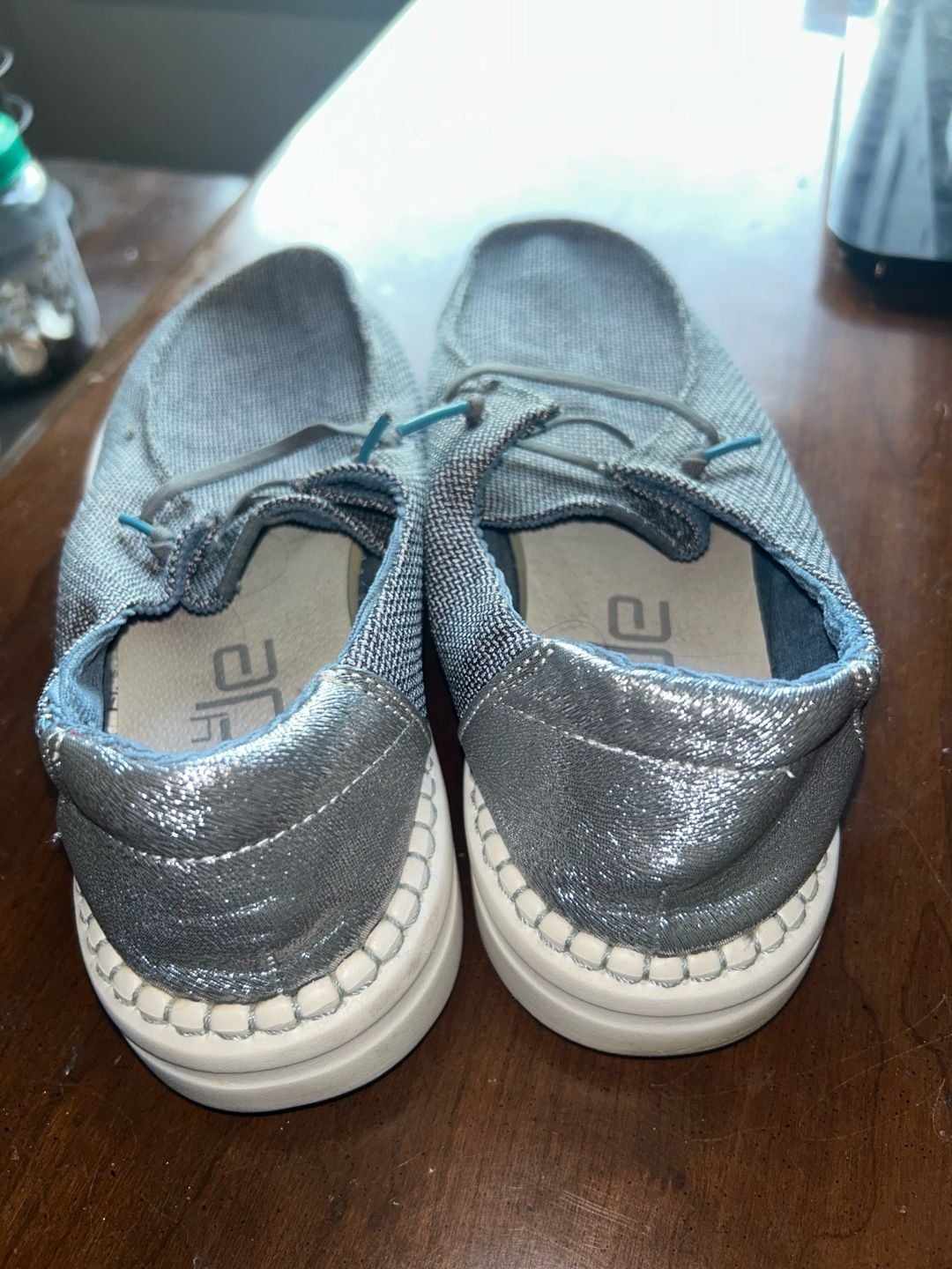 Hey Dude Women's Wendy Rise Slip-On Platform Shoes in Metallic Grey 3