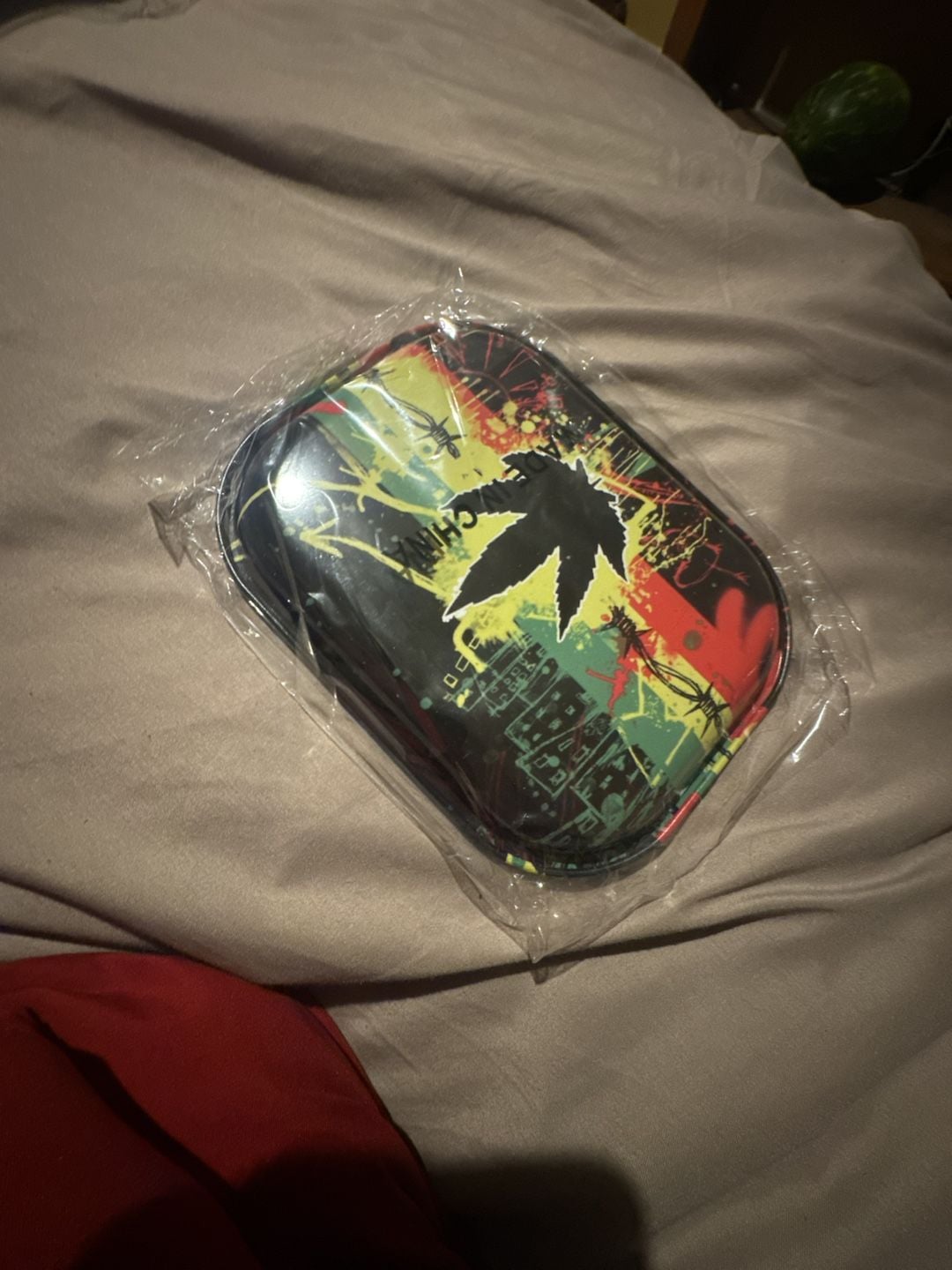 Rasta Themed Metal Rolling Tray with Cannabis Leaf Design 2