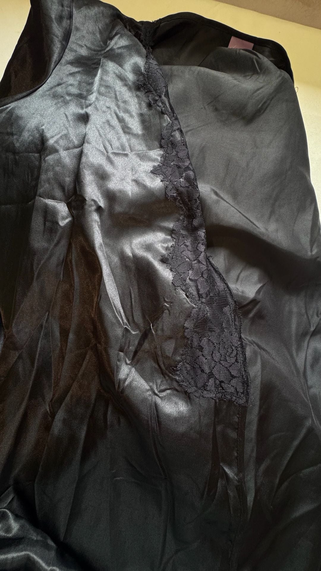 Coquette Satin Lace Sleepwear Set Black 2 Piece Robe Nightgown Bridal  12