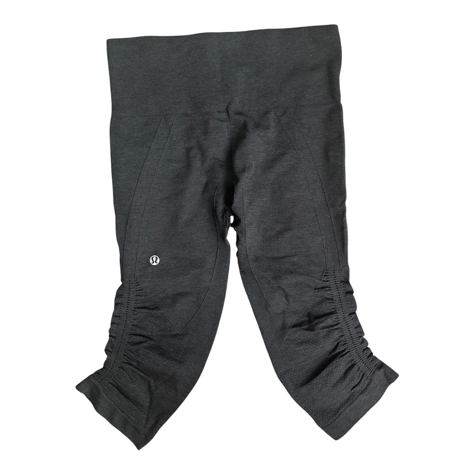 Lululemon In The Flow Crop II Seamless Heathered Coal Mid Rise Leggings 1