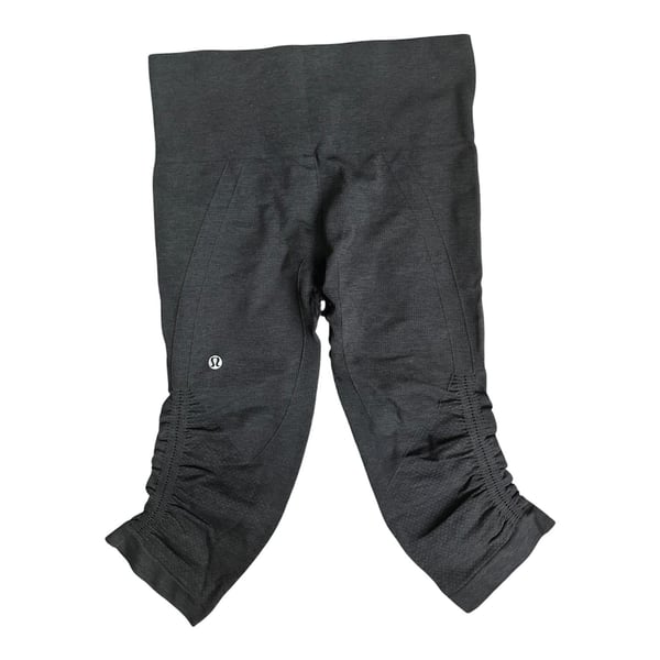 Lululemon In The Flow Crop II Seamless Heathered Coal Mid Rise Leggings
