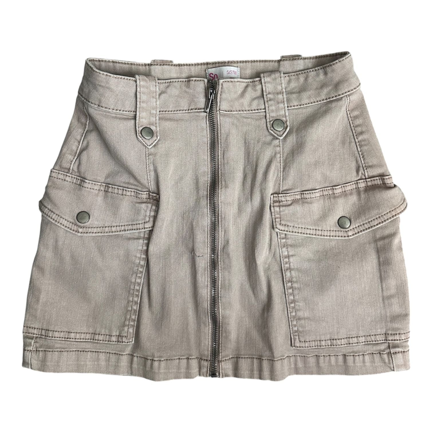 SO Juniors Tan Zip-Front Utility Cargo Mini Skirt 2