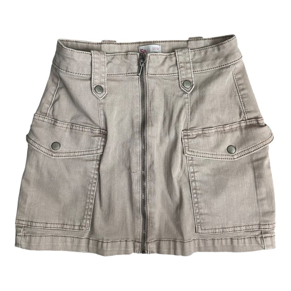 SO Juniors Tan Zip-Front Utility Cargo Mini Skirt