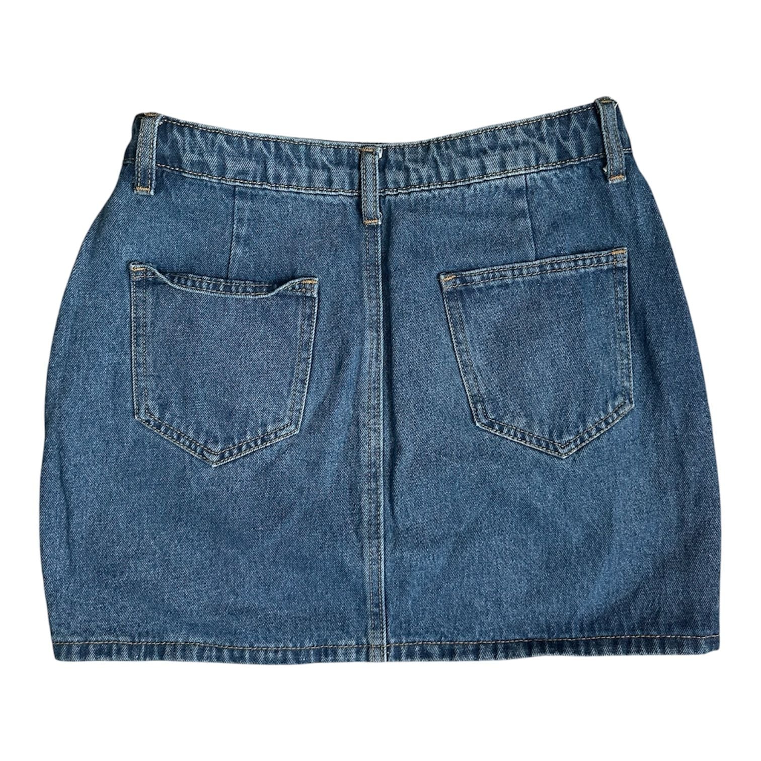 Button-Front Denim Mini Skirt with Side Slit 4