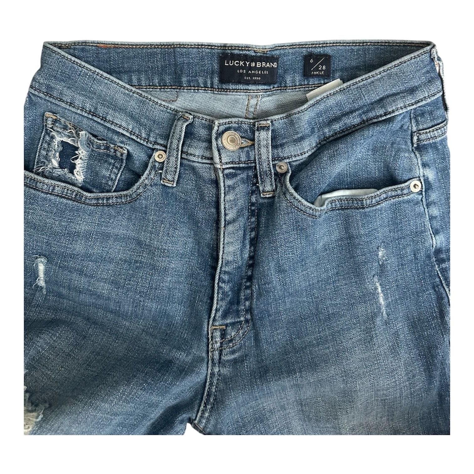 Lucky Brand High Rise Ankle Distressed Skinny Jeans Size 6/28 5