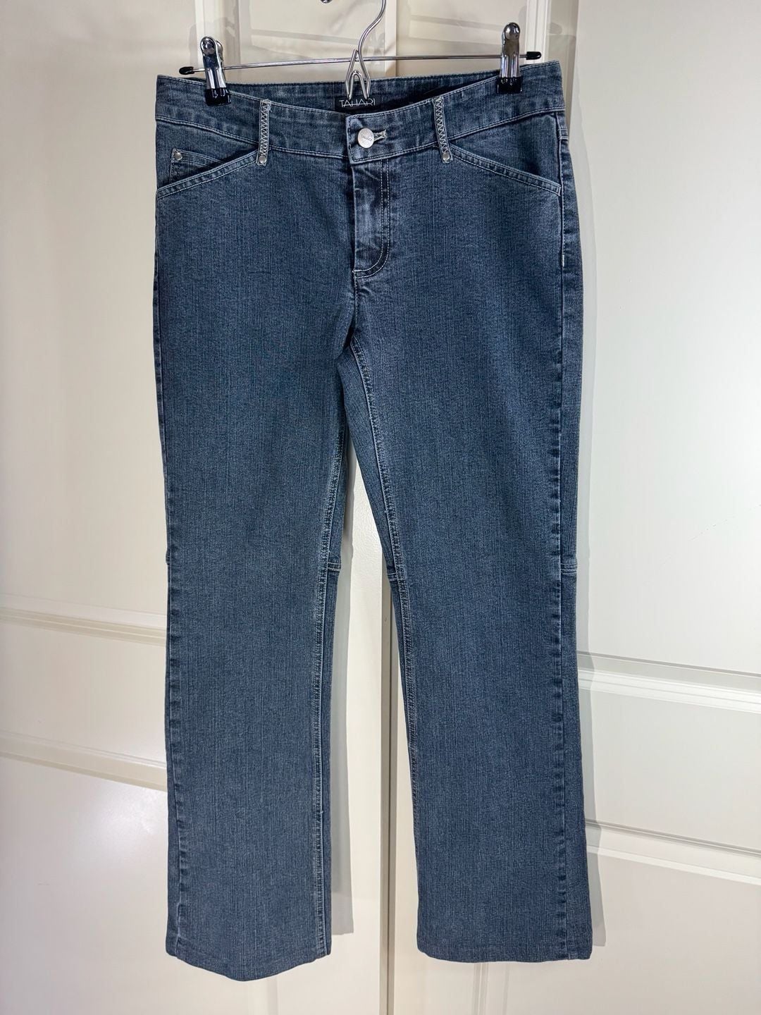 Tahari Women's Mid-Rise Bootcut Jeans with Back Flap Pockets 4 2