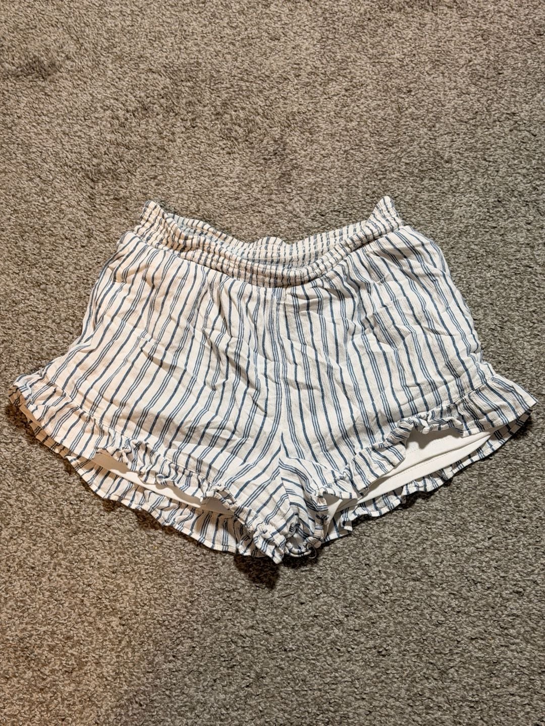 American Eagle Striped Ruffle Runner Pull-On Shorts 1
