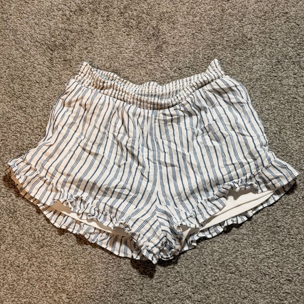 American Eagle Striped Ruffle Runner Pull-On Shorts