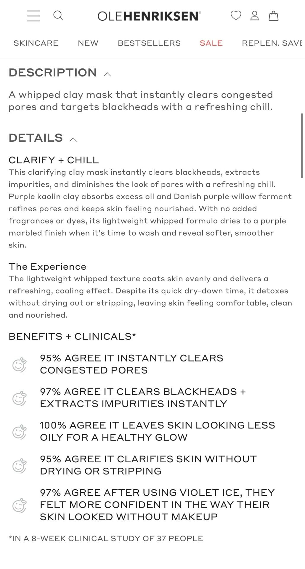 Olehenriksen Violet Ice Cold Plunge Pore Mask (90g / 3 oz) 5
