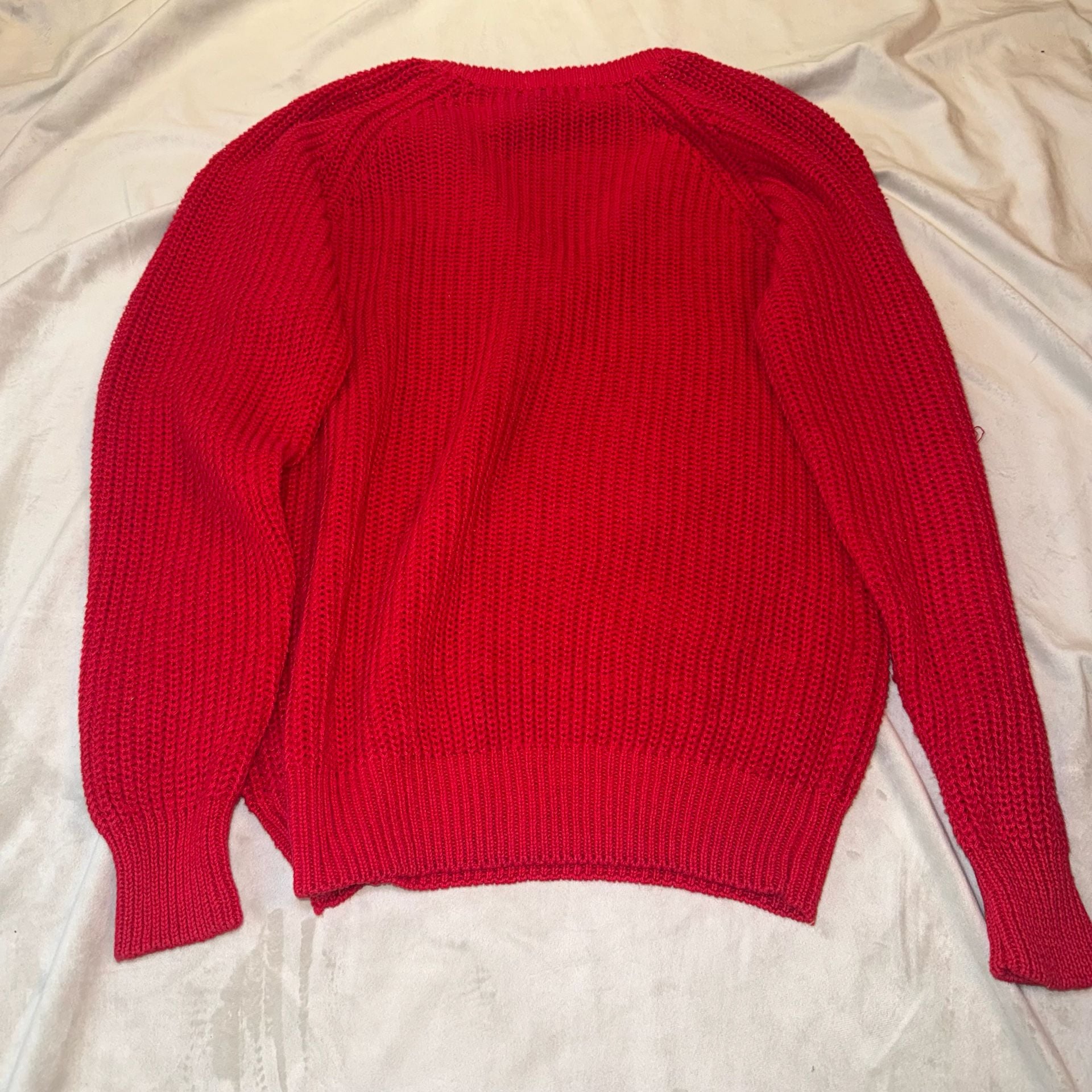 Goudchaux Maison Blanche Red V-Neck Ramie Cotton Blend Sweater 4