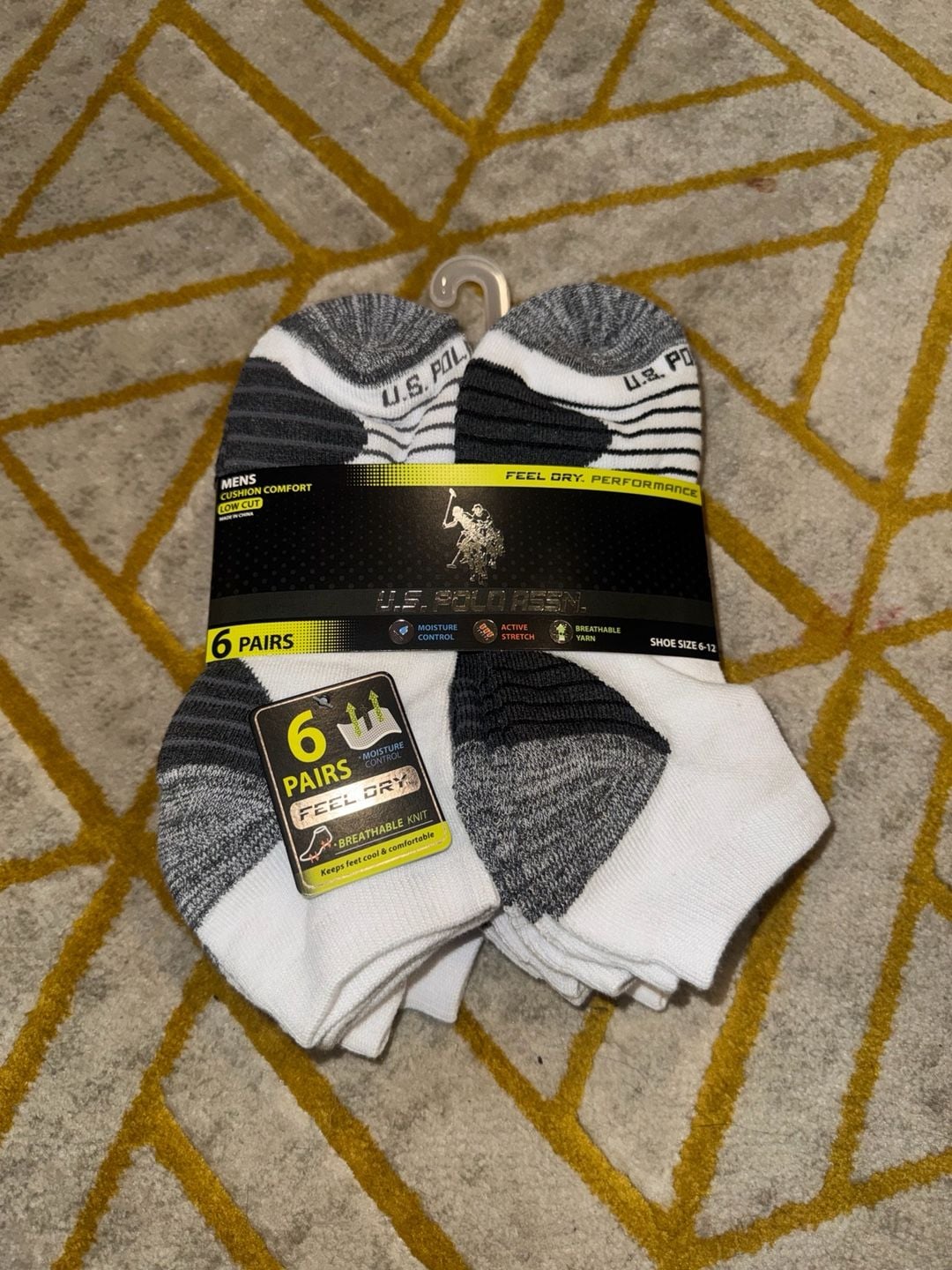 U.S. Polo Assn. Men's Cushion Comfort Low Cut Performance Socks (6 Pairs) 1