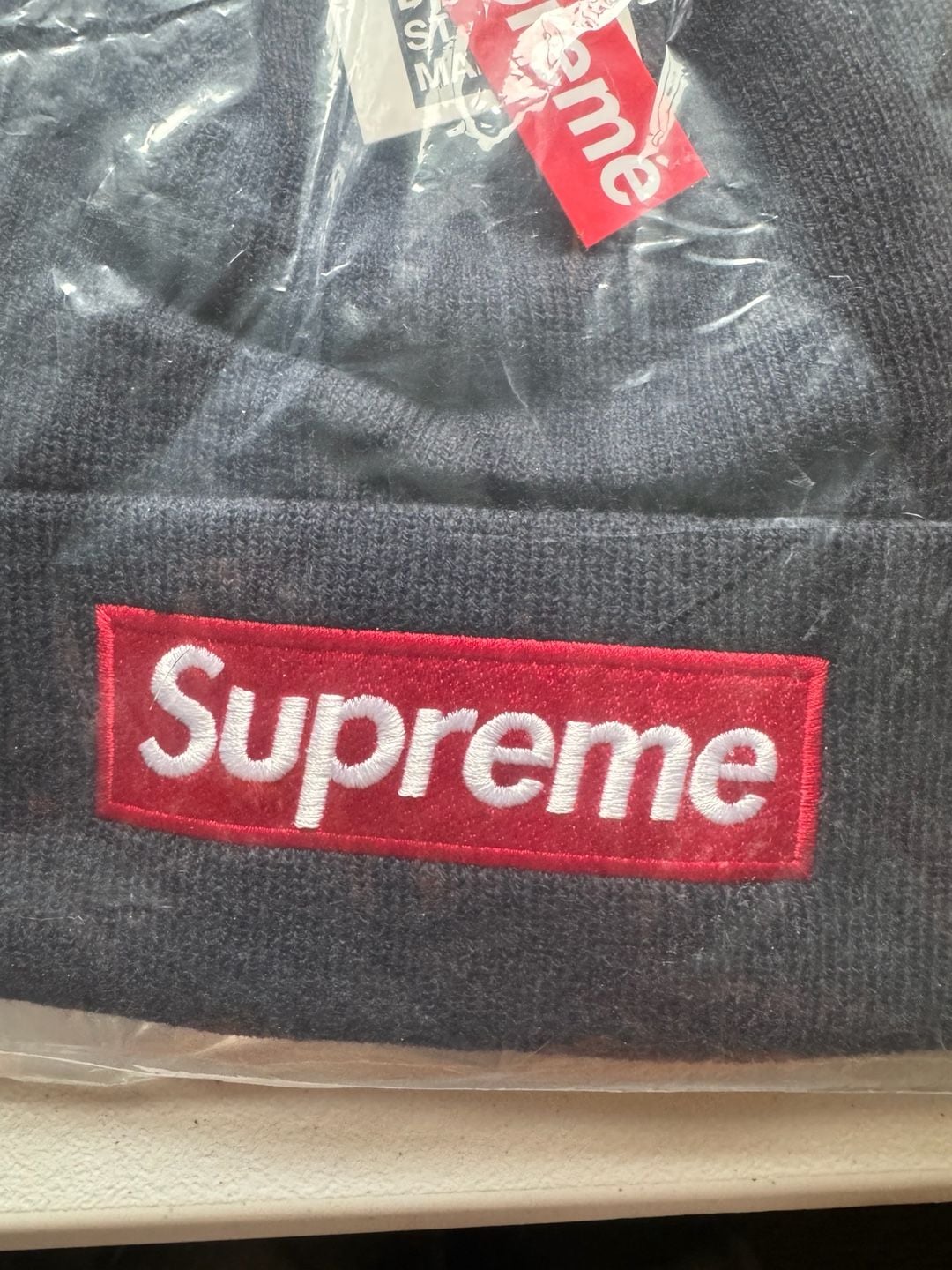 Supreme New Era Box Logo Beanie FW24 Navy 2