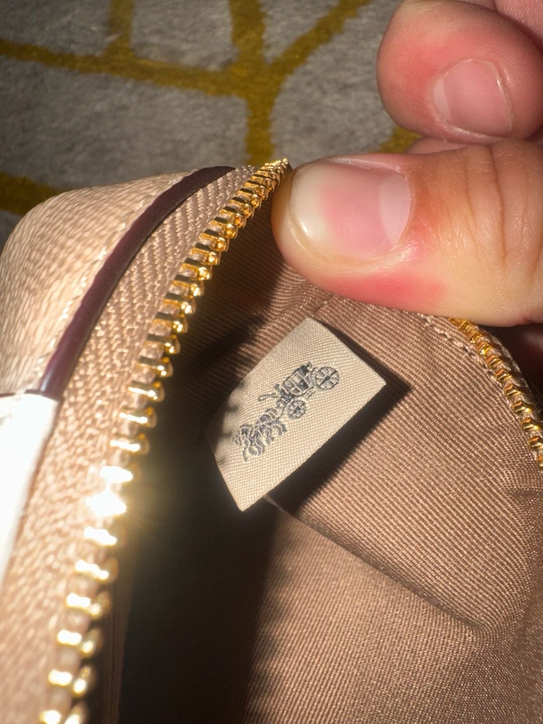 Coach Corner Zip Wristlet in Signature Canvas with Stripe (IM/Sand/Chalk) 9